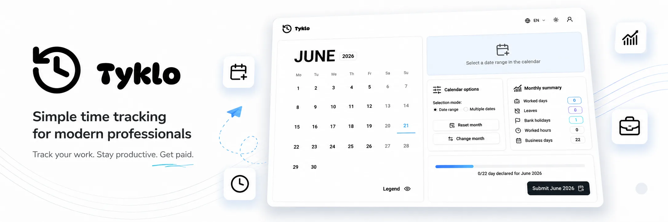 Tyklo timesheet app preview